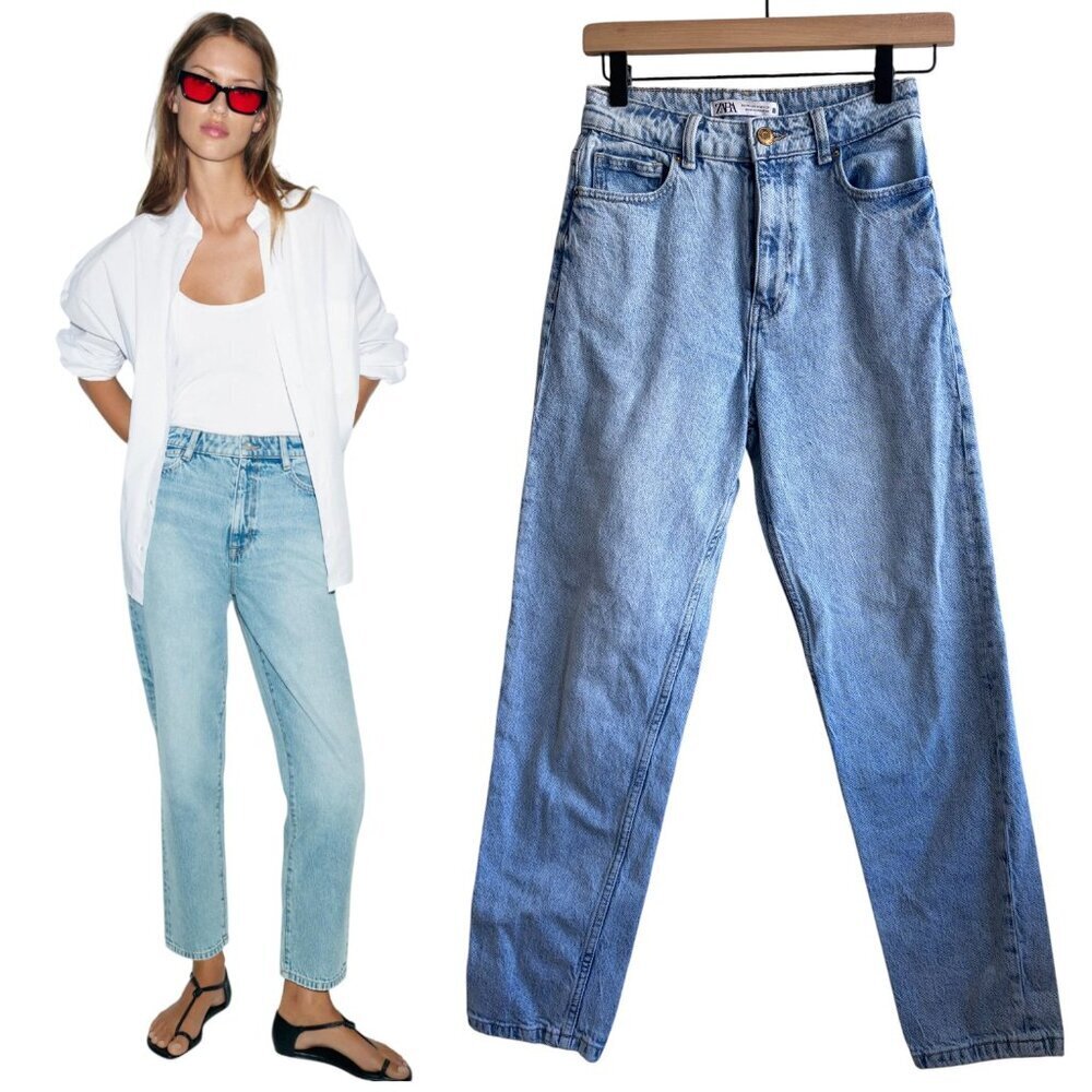 Zara Light Wash Mom-Fit Jeans Size 2 High waisted